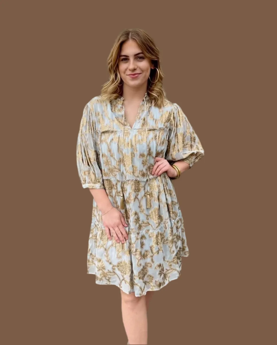Uncle Frank Metallic Tiered Dress