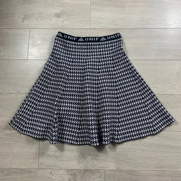 UNIF Badsport knit Black White Houndstooth Skirt