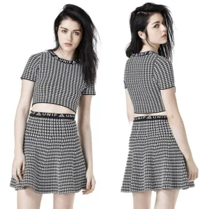 UNIF Badsport knit Black White Houndstooth Skirt