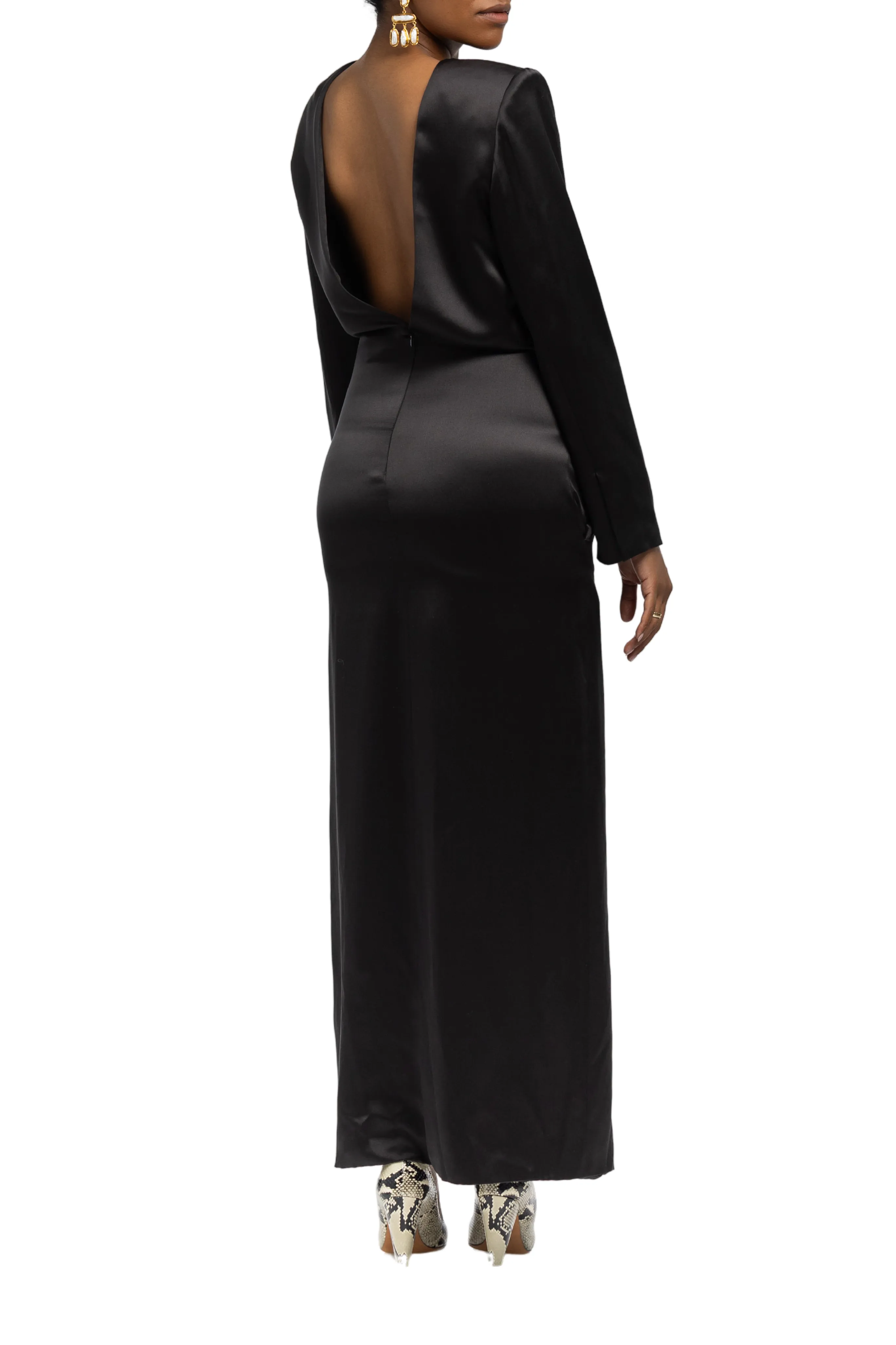 V Back Satin Dress