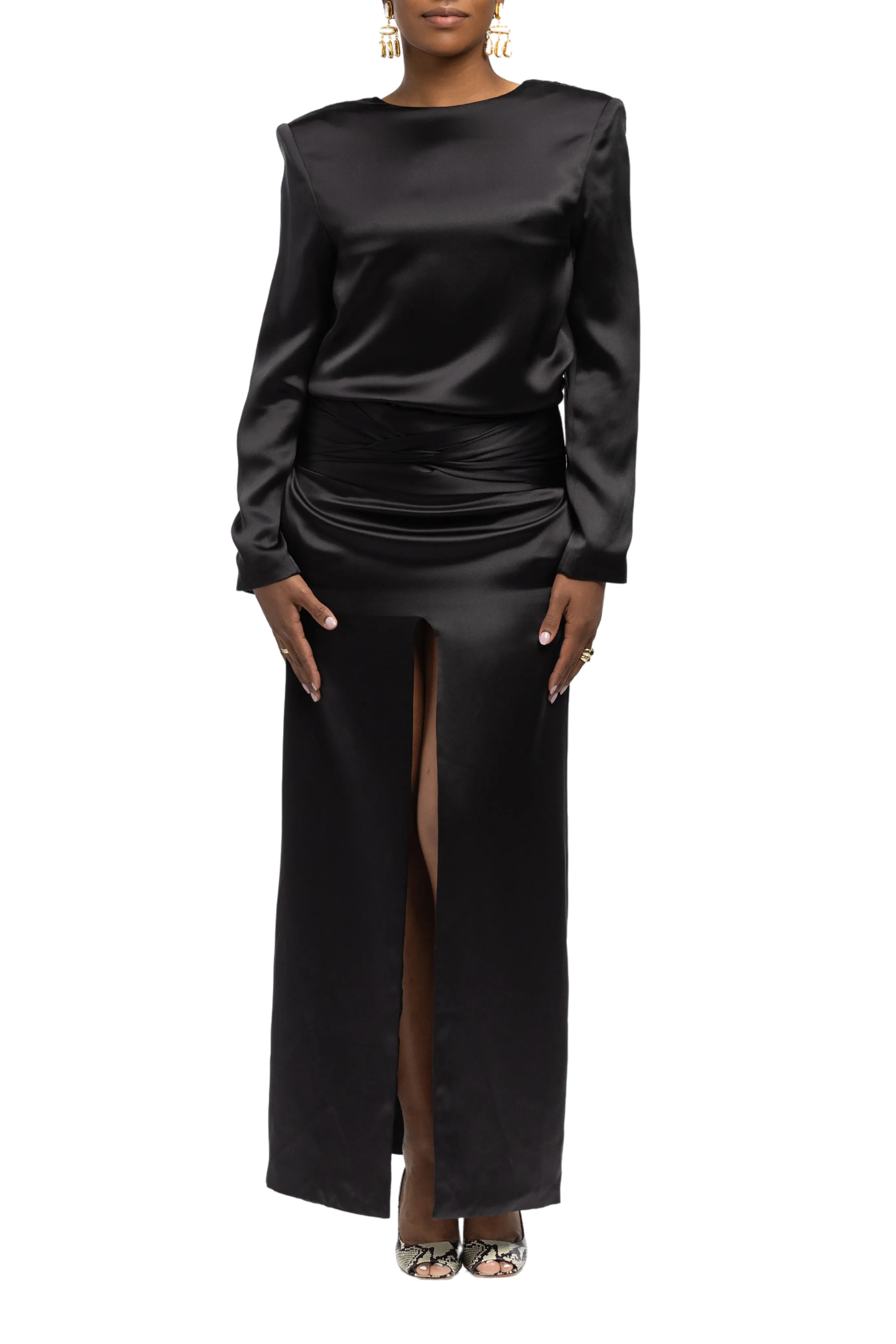 V Back Satin Dress
