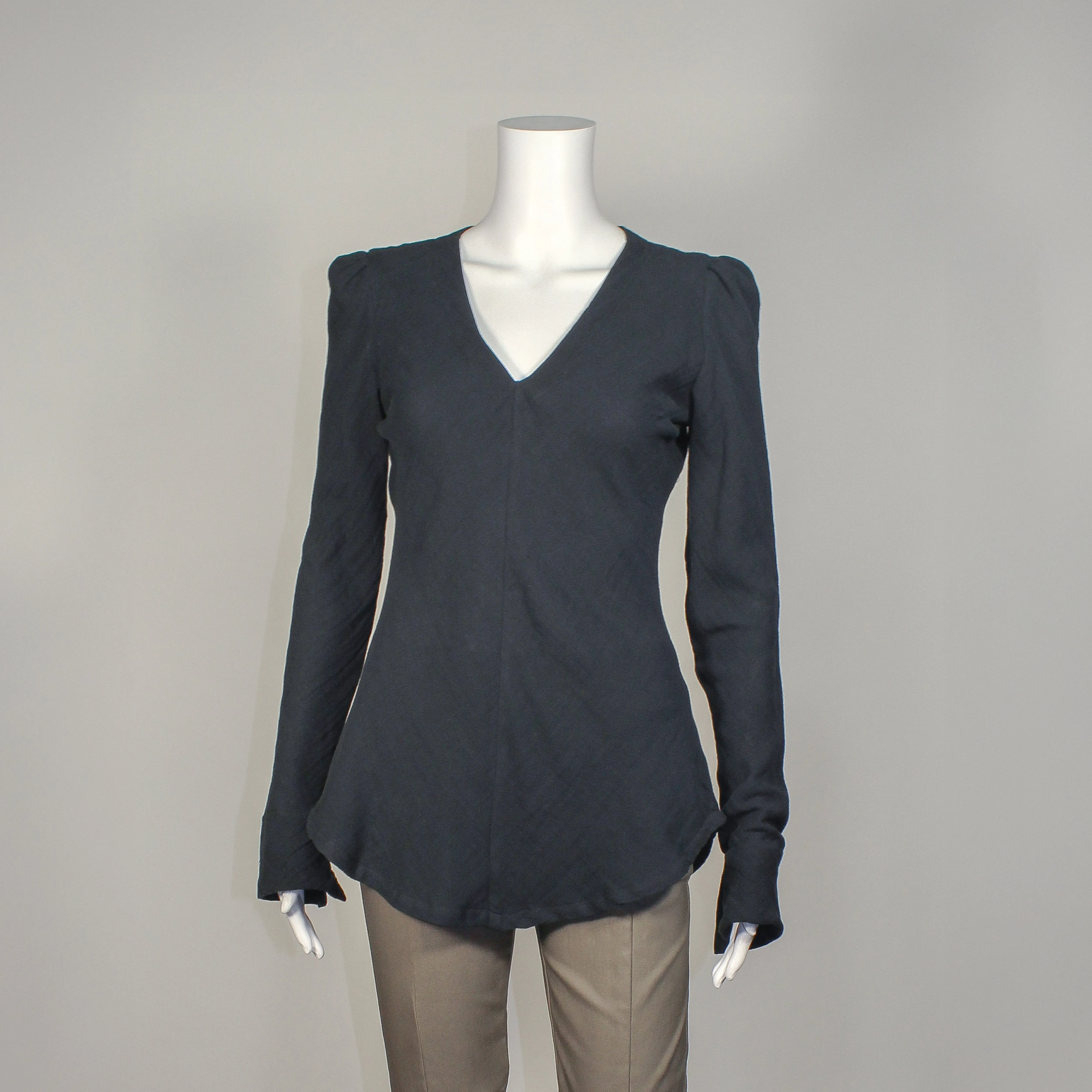 V Neck Shirt in Black by Kim Schalk
