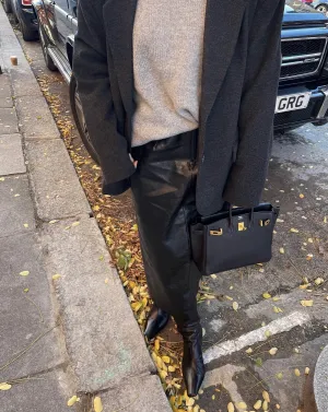 Vegan Leather Skirt in Black