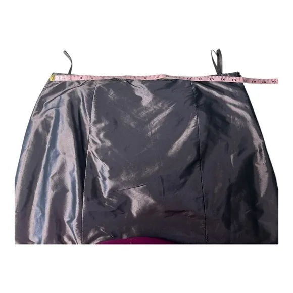 Vera Mont Paris Chrome Silver Sheen A-Line Midi Skirt &amp; Purple Back Zip Top