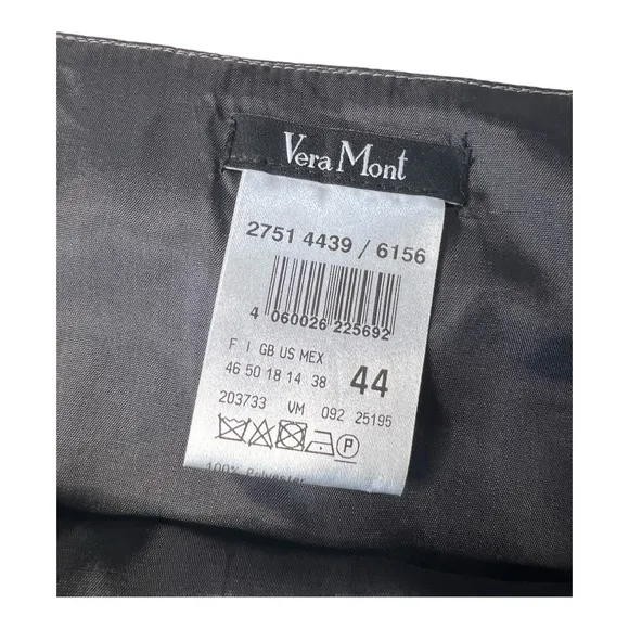 Vera Mont Paris Chrome Silver Sheen A-Line Midi Skirt &amp; Purple Back Zip Top