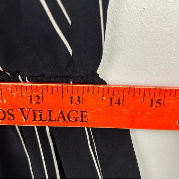 Vince 100% Silk Stripe Draped Cross Front Midi Dress Coastal Blue Sz 4