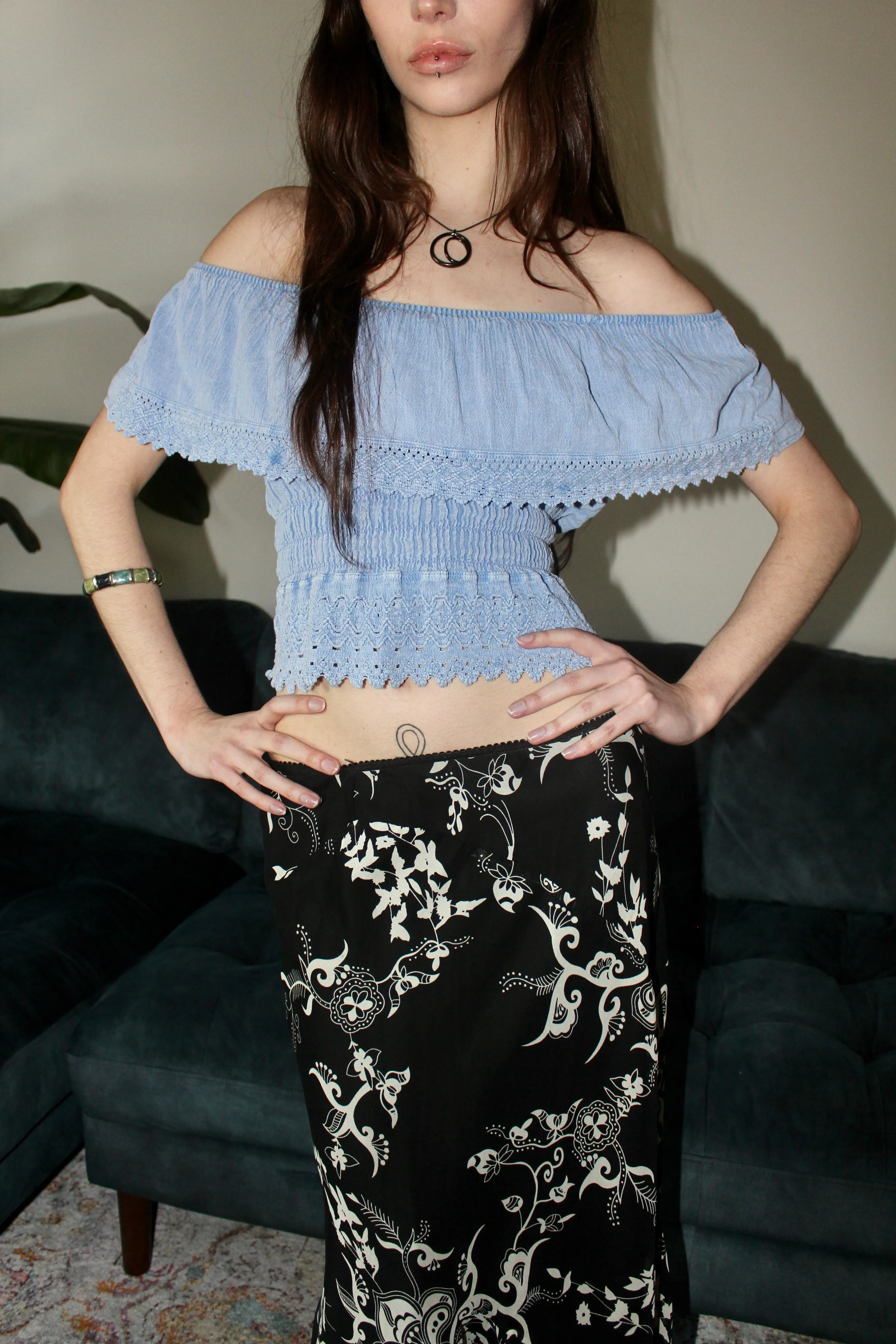 Vintage 90s Prairie Off the Shoulder Top (S)