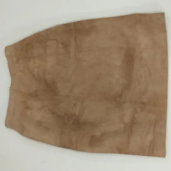 Vintage Leather Skirt USA Made Natural Neutral Tan Distressed Quality Suede Midi