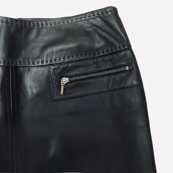 VS VAKKO BLACK LEATHER ZIPPER SKIRT