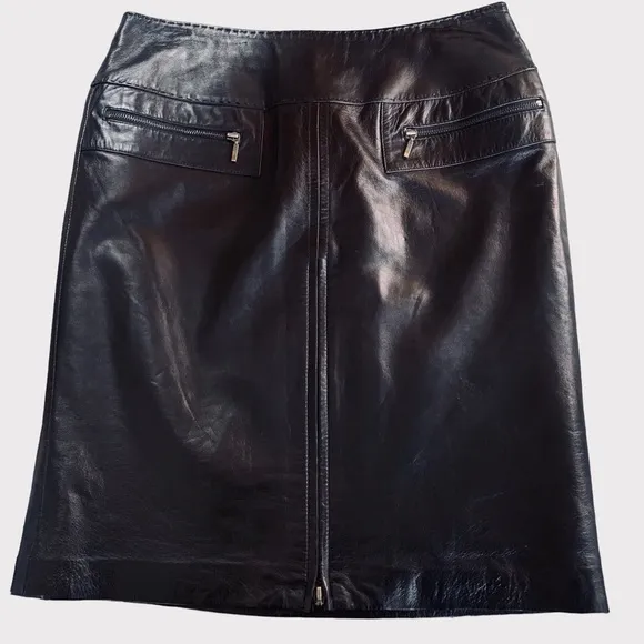 VS VAKKO BLACK LEATHER ZIPPER SKIRT