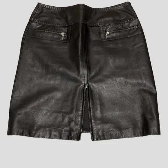 VS VAKKO BLACK LEATHER ZIPPER SKIRT