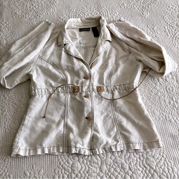 VTG DKNY Jeans beige linen skirt set