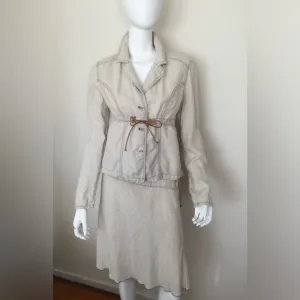 VTG DKNY Jeans beige linen skirt set