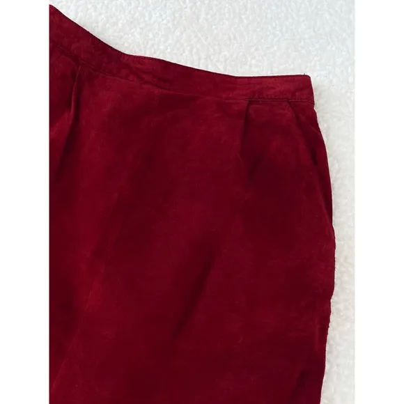 (VTG) TOFFS • Red Genuine Leather Pencil Skirt