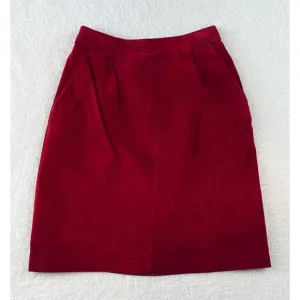 (VTG) TOFFS • Red Genuine Leather Pencil Skirt