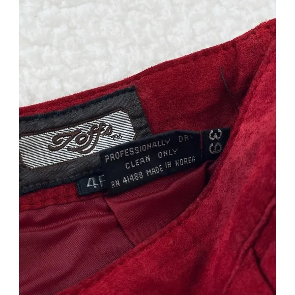 (VTG) TOFFS • Red Genuine Leather Pencil Skirt