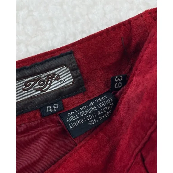 (VTG) TOFFS • Red Genuine Leather Pencil Skirt