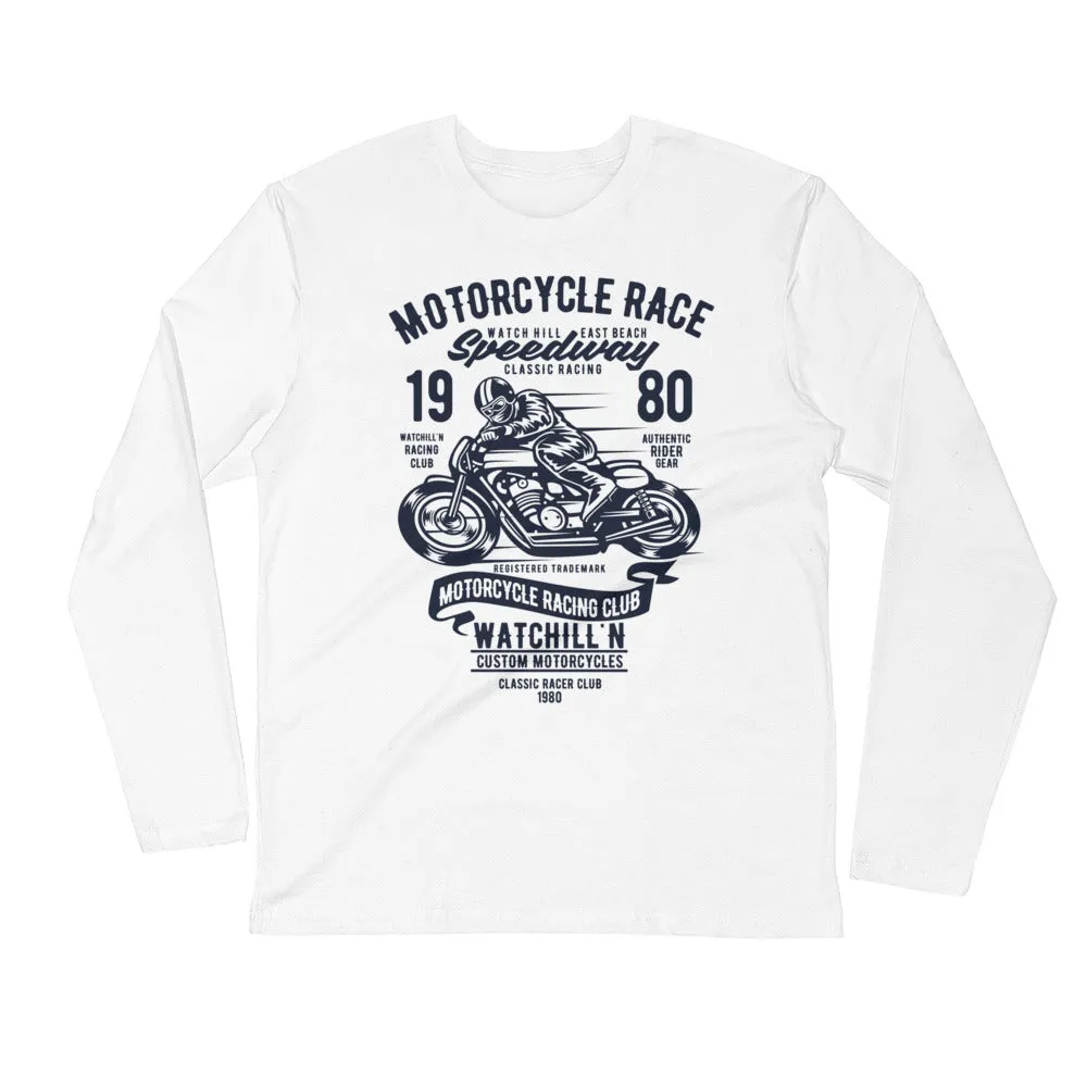 Watchill’n ‘Speedway’ Premium Long Sleeve Fitted Crew (Navy)