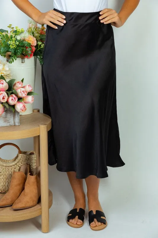 White Birch High Waisted Solid Woven Skirt