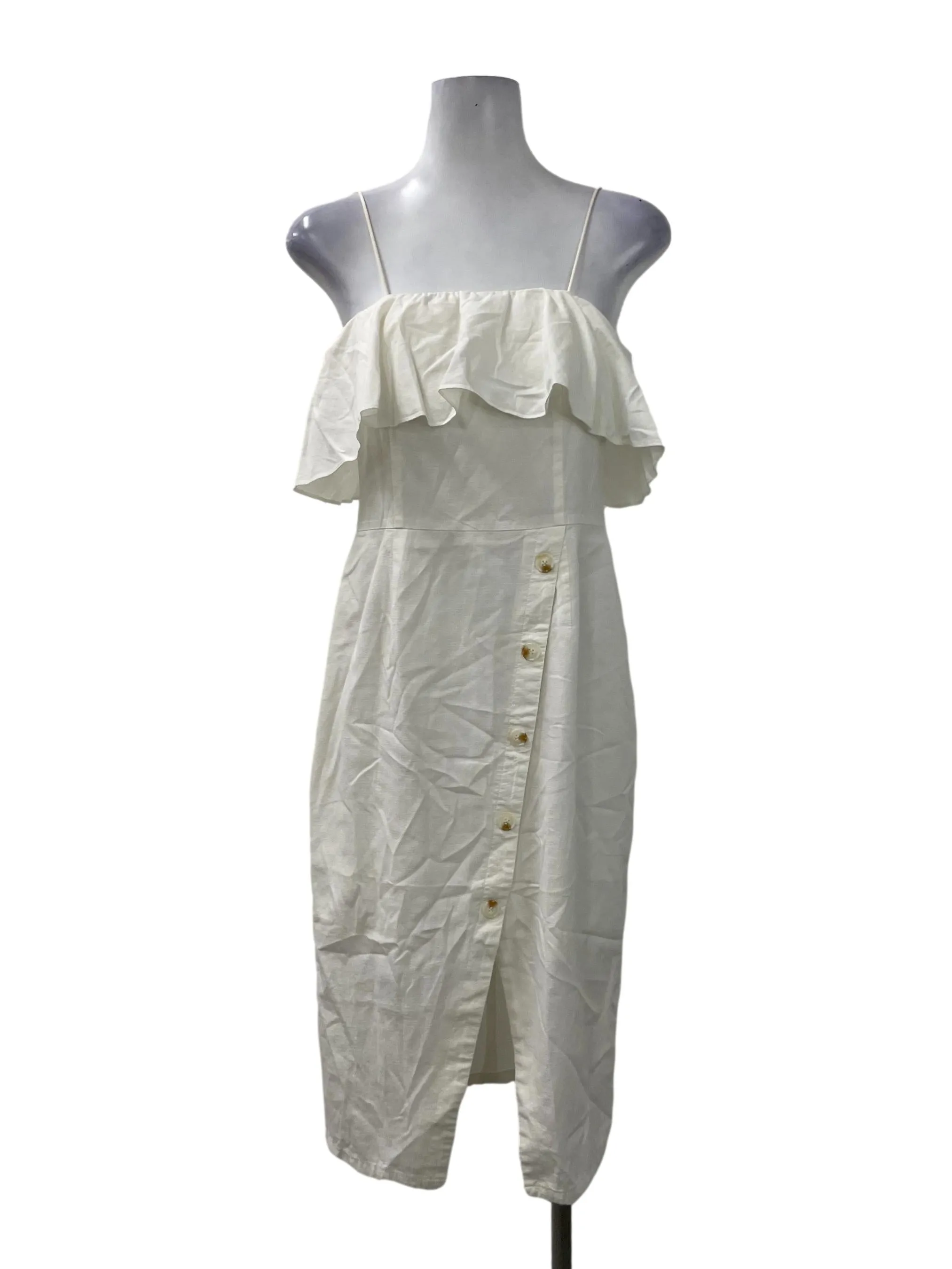 White Front Flap Column Dress