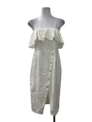 White Front Flap Column Dress