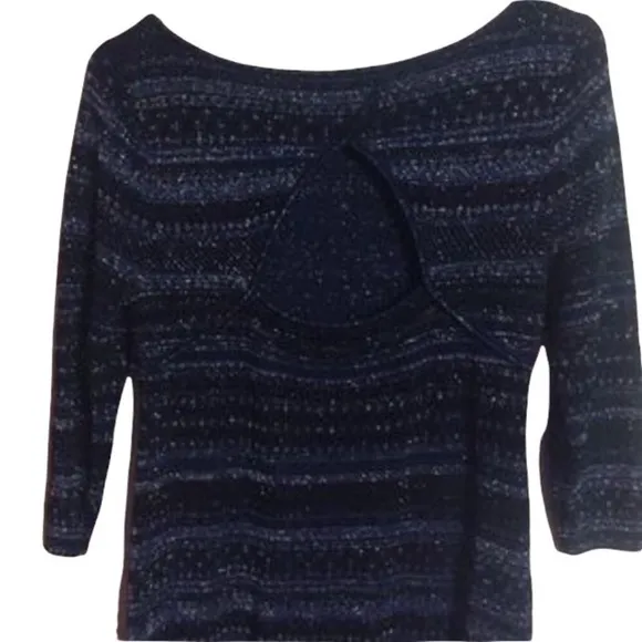 White House Black Market Dark Blue And Silver Metallic Thread Sweater Dress
