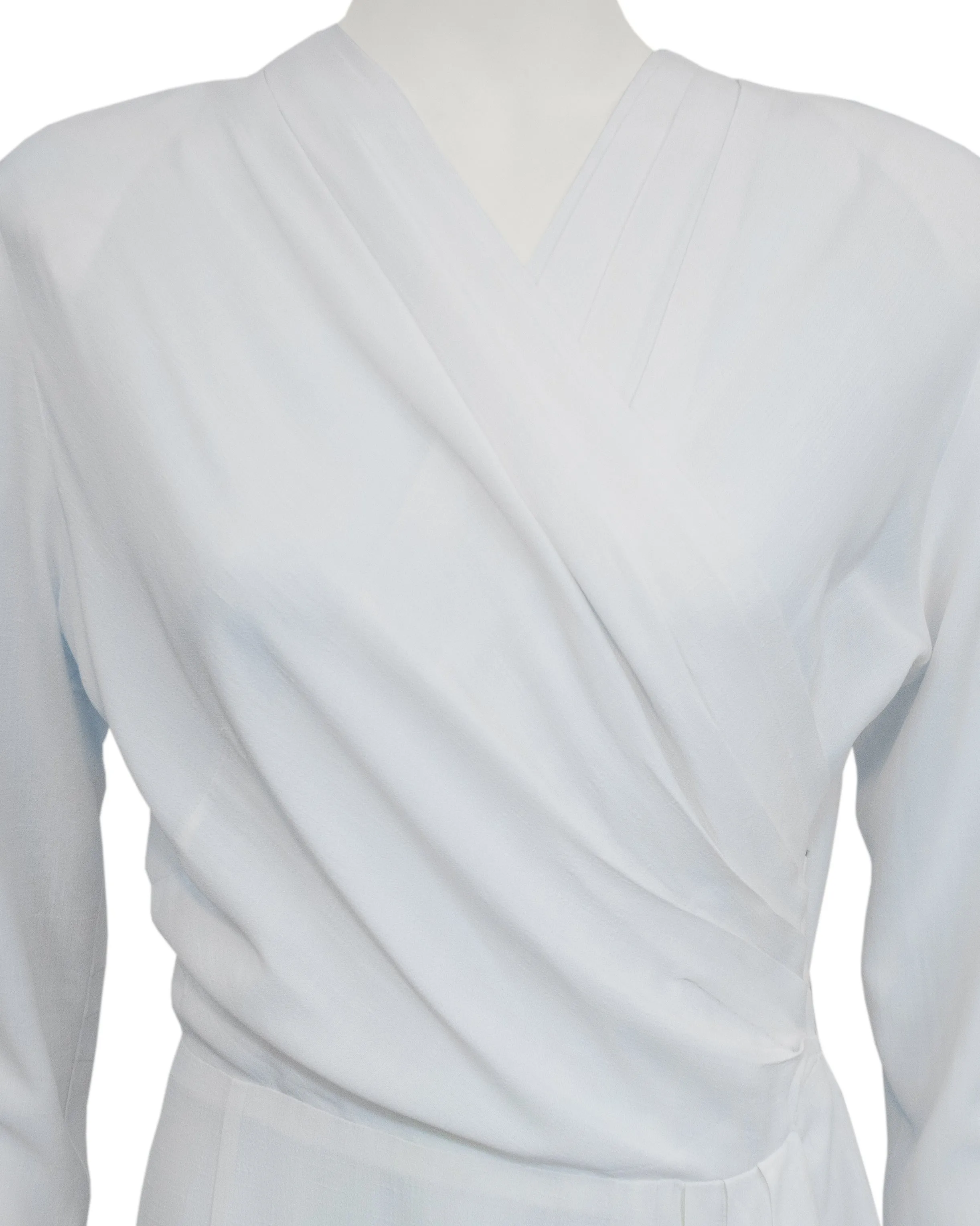 White Rayon Crepe Old Hollywood Style Draped Dress