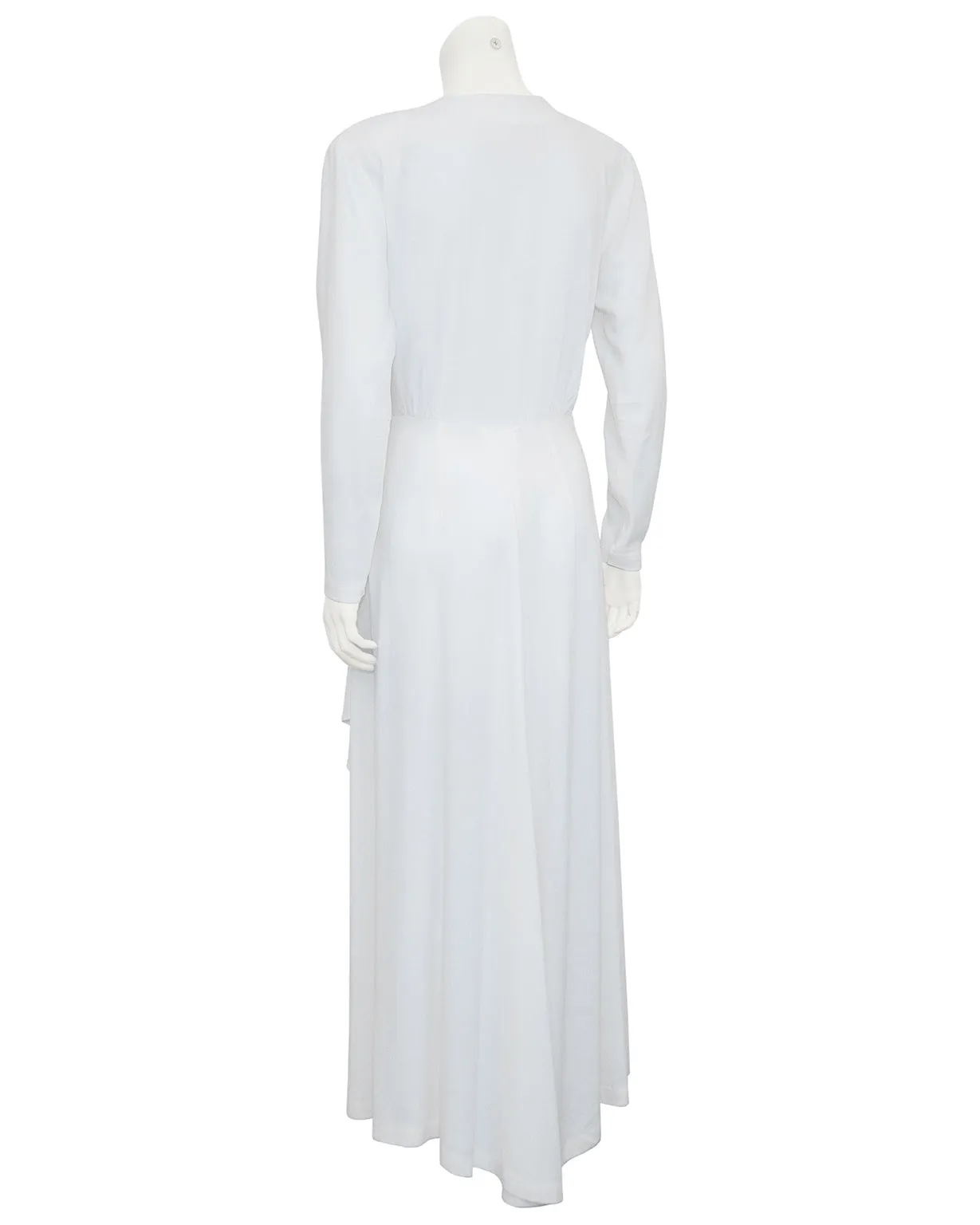 White Rayon Crepe Old Hollywood Style Draped Dress