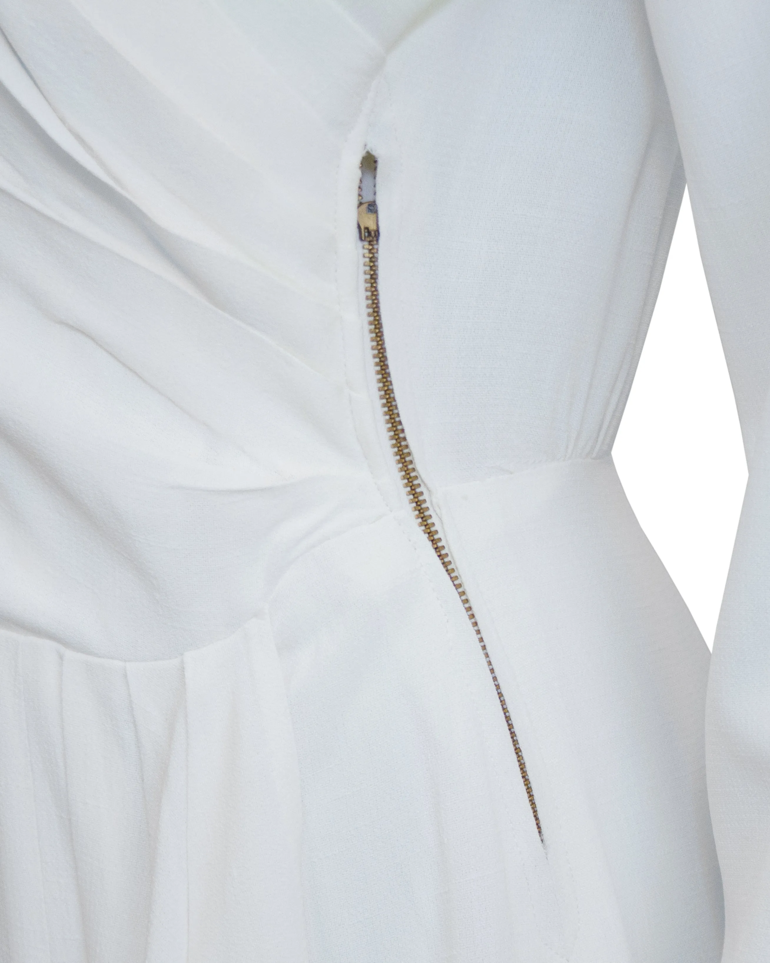 White Rayon Crepe Old Hollywood Style Draped Dress