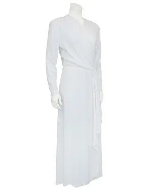 White Rayon Crepe Old Hollywood Style Draped Dress