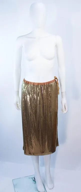 WHITING & DAVIS Gold Mesh Dress or Skirt with Tassel