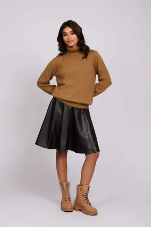Women Skirt Circle Leather Black