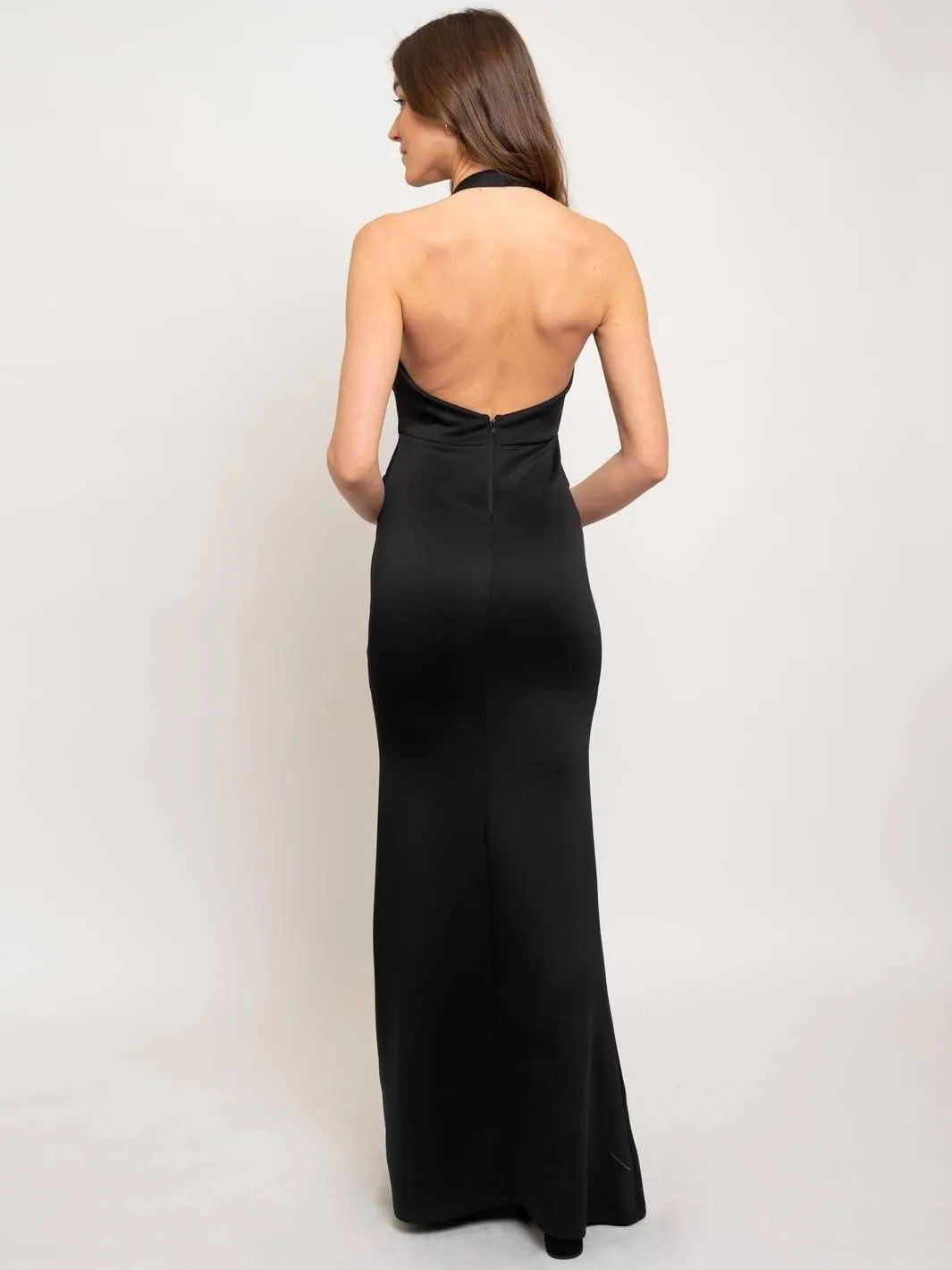 WOMEN'S BLACK V-NECK OPEN BACK DRESS