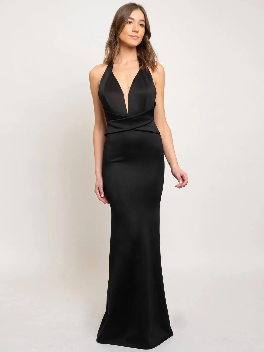 WOMEN'S BLACK V-NECK OPEN BACK DRESS