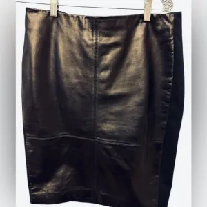 Womens skirt black leather Talbots 8