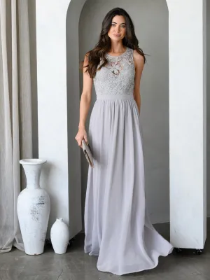 WOMEN'S SLEEVELESS LACE OPEN BACK GOWN MAXI DRESS