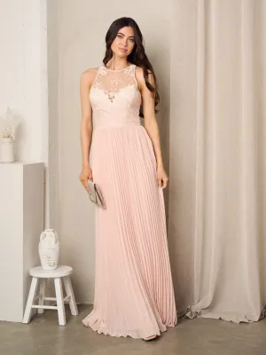 WOMEN'S SLEEVELESS LACE OPEN BACK MAXI GOWN DRESS