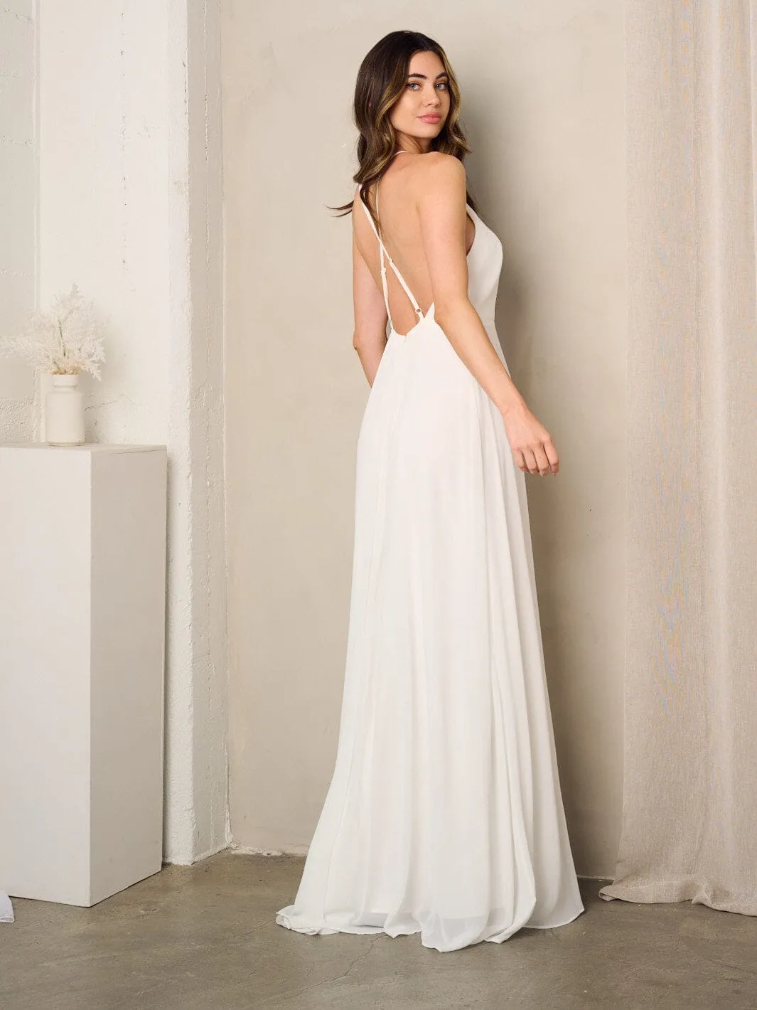 WOMEN'S SLEEVELESS OPEN BACK GOWN MAXI DRESS