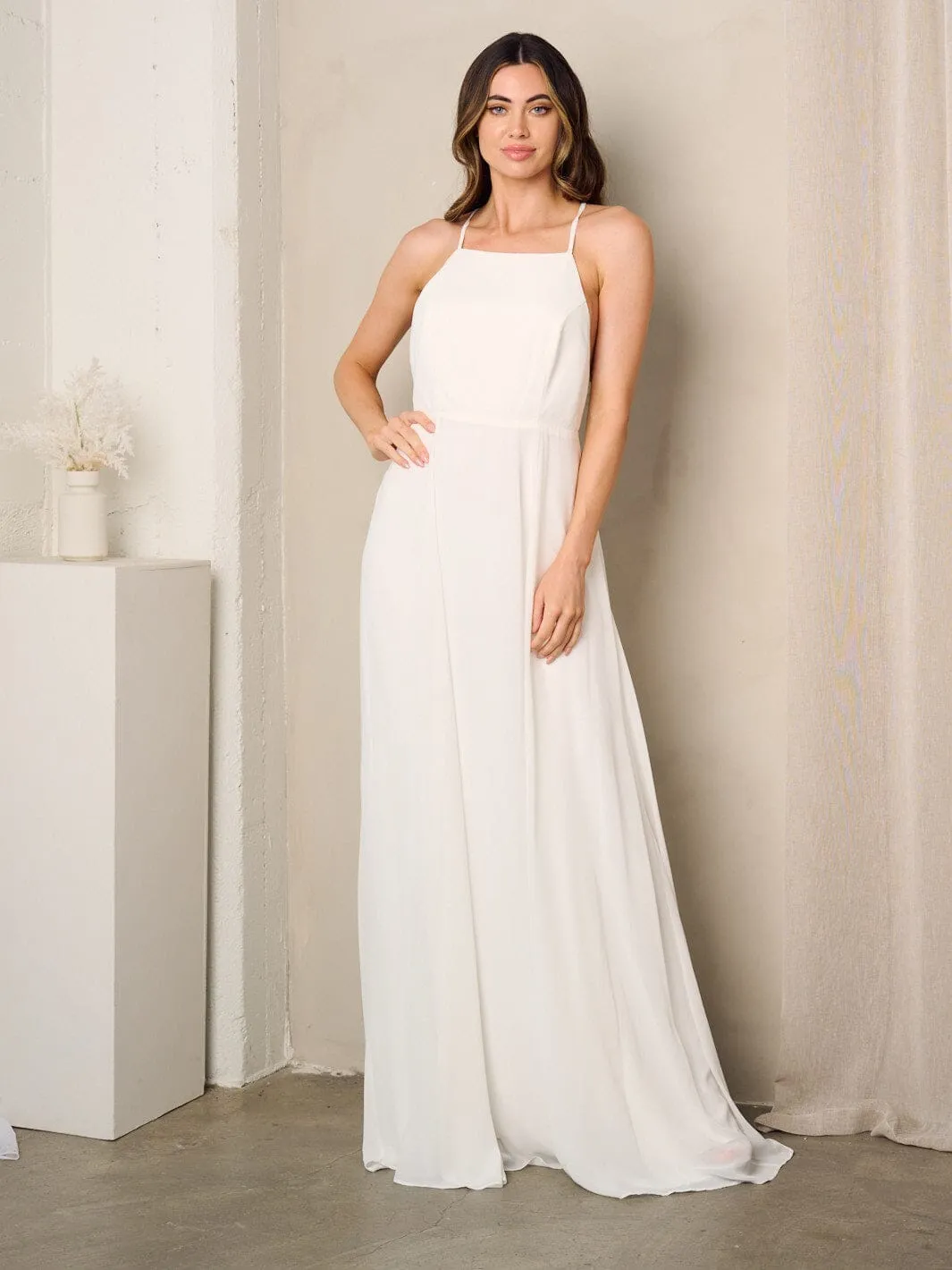 WOMEN'S SLEEVELESS OPEN BACK GOWN MAXI DRESS
