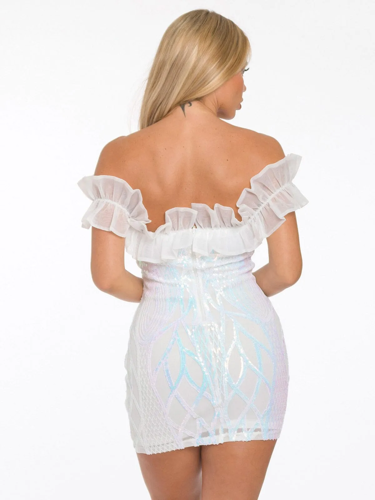 WOMEN'S SLEEVELESS V-NECK BODYCON SEQUINS MINI DRESS