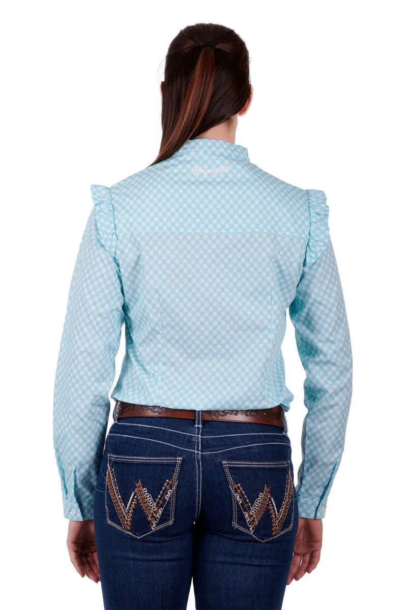Wrangler Paola LS Ladies Shirt Aqua