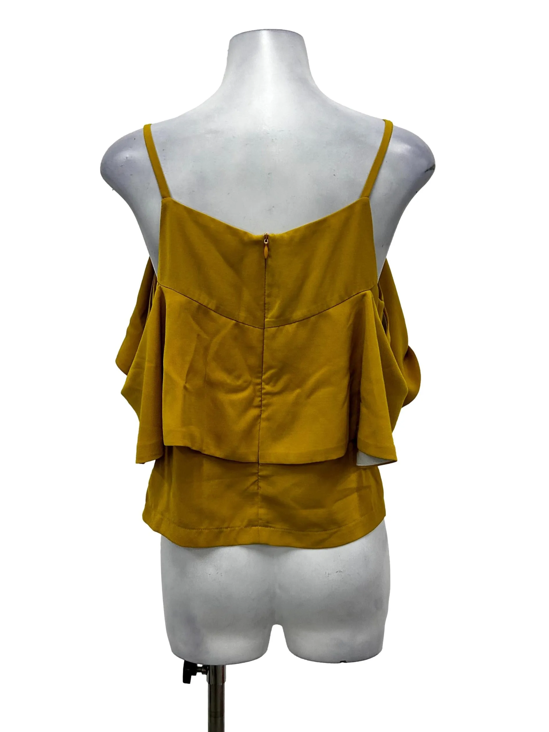 Yellow Off Shoulder Cape Sleeve Top