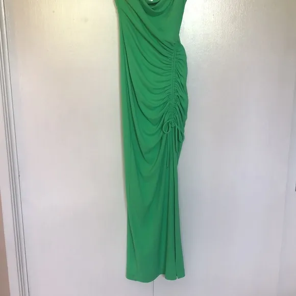 Zara Bright Green Midi Bodycon Draped Sweetheart Neckline Fitted Dress