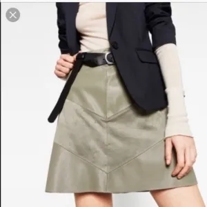 Zara Faux Leather Suede Olive Green Skirt NWOT M