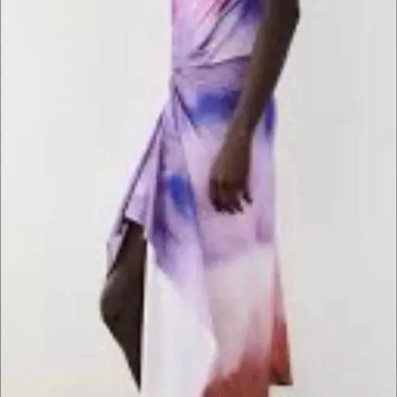 Zara Multi Color thin strap dress Asymmetrical hem line