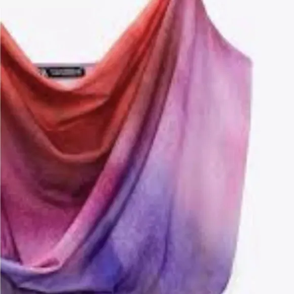Zara Multi Color thin strap dress Asymmetrical hem line