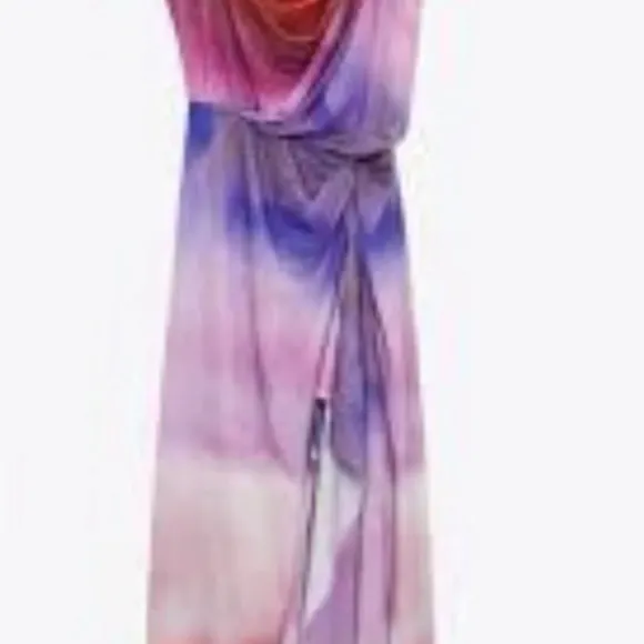 Zara Multi Color thin strap dress Asymmetrical hem line
