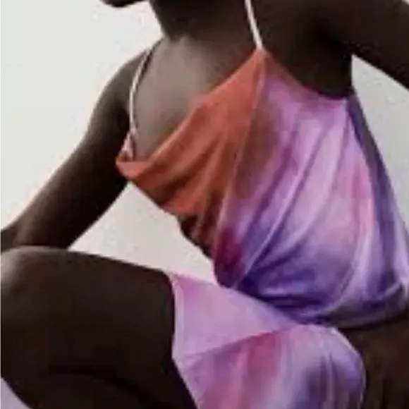 Zara Multi Color thin strap dress Asymmetrical hem line