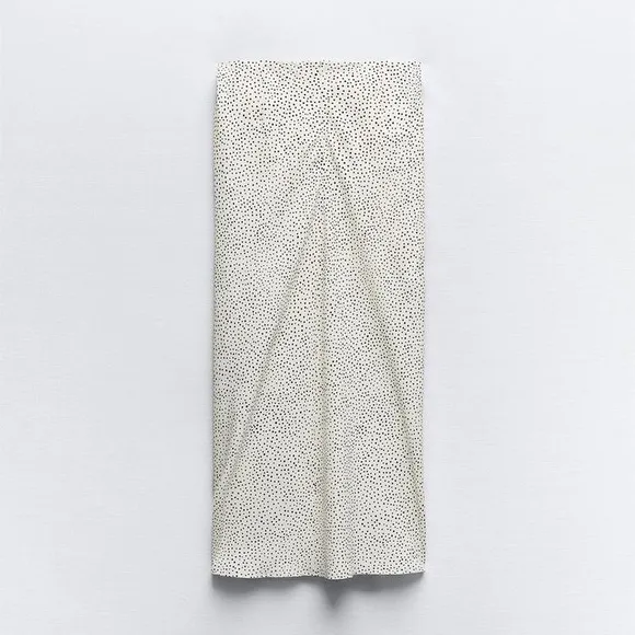 ZARA RUCHED DOTTED MIDI SKIRT